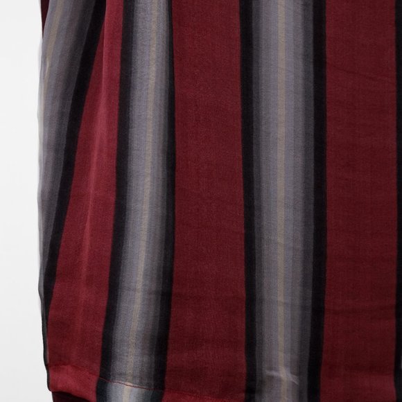 Dries Van Noten Burgundy Striped Silk Tee - Picture 6 of 7